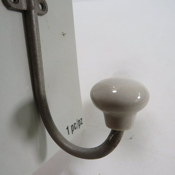 Victorian style Metal Wall Hook with glass & enamel knob - Picture 6 of 13